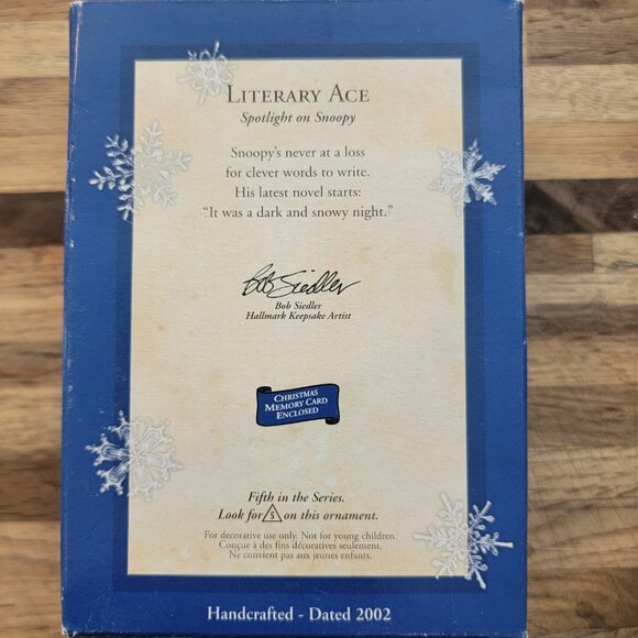 2002 Limited Edition Peanuts Snoopy Literary Ace Hallmark Keepsake Ornament - Picture 12 of 12
